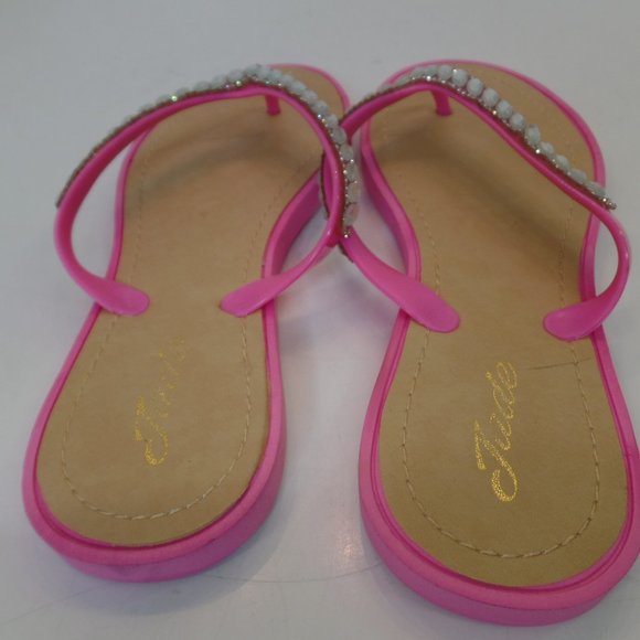 Jade Pink Sparkle Plastic  Flat Thong Sandals Sz 41 or US 10.5 - Picture 3 of 7